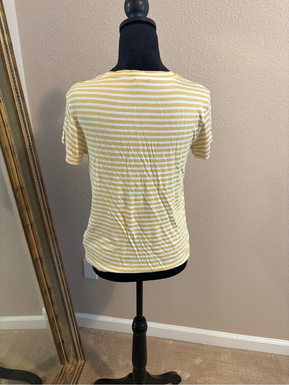 Splendid Yellow and White Striped Short Sleeve Crew Tee